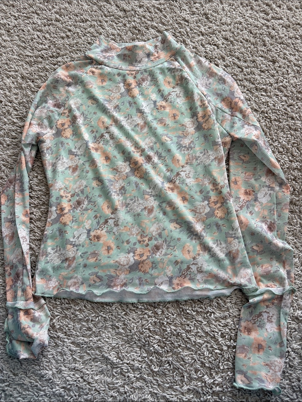 Promesa Mint Floral Mock Neck Long Sleeve Top